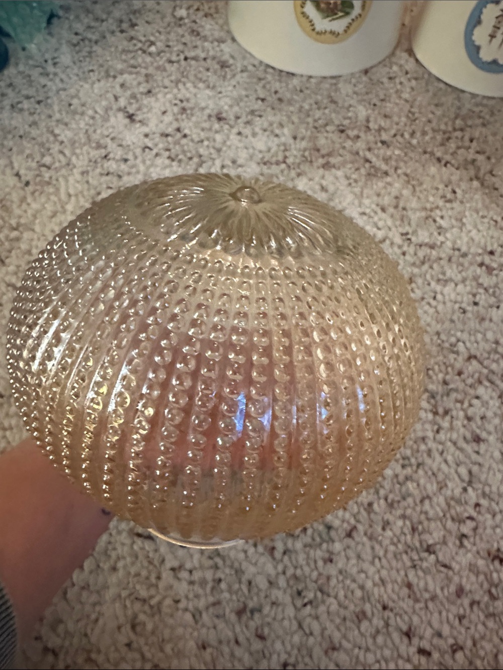 3.25" AMBER Ribbed GLASS Vintage SHADE Replacement Hall GLoBe